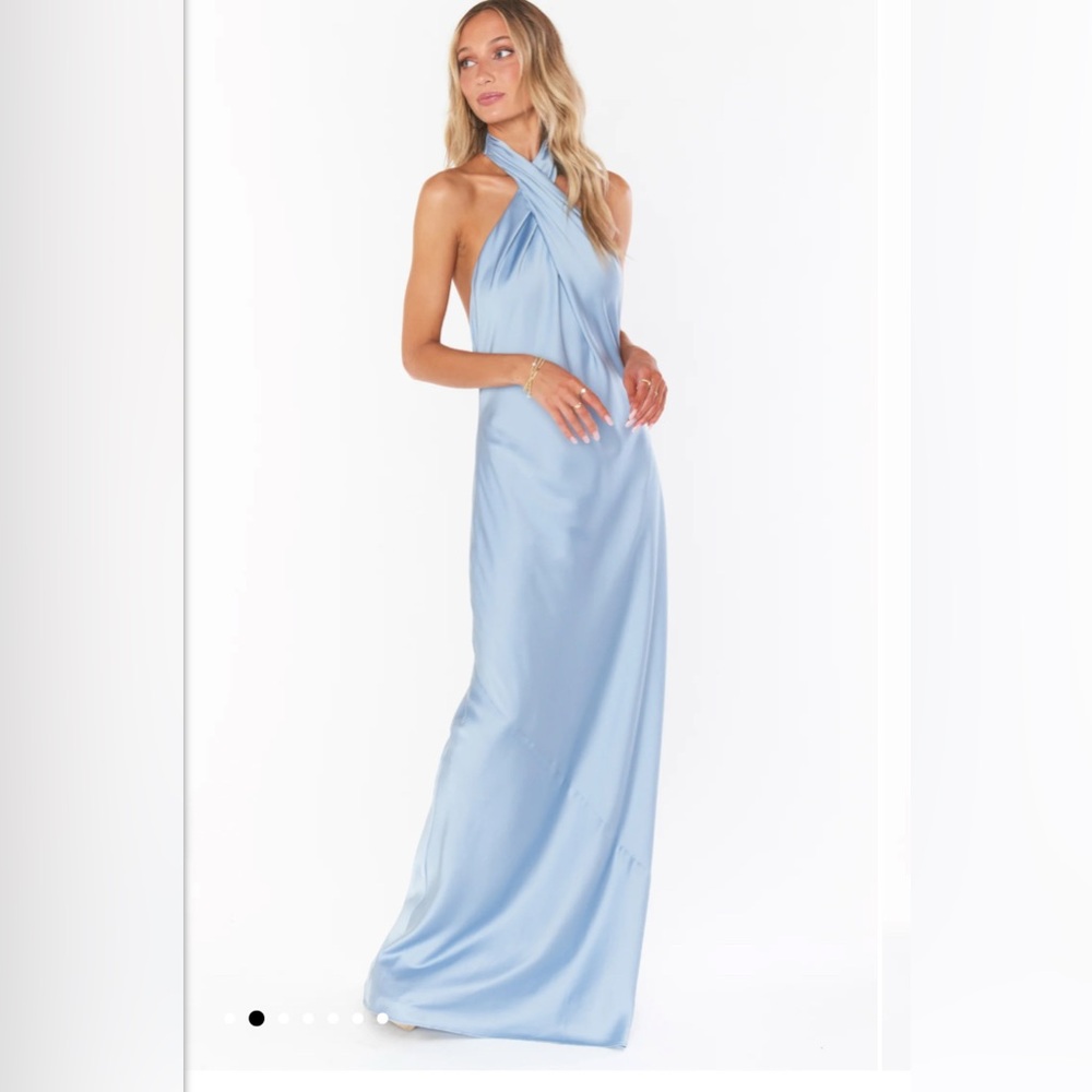 Show Me Your MuMu Jasmine Maxi Dress - Steel Blue Satin
